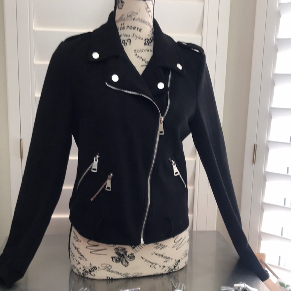 Classic Black Asymmetrical Zip Moto Jacket - Women